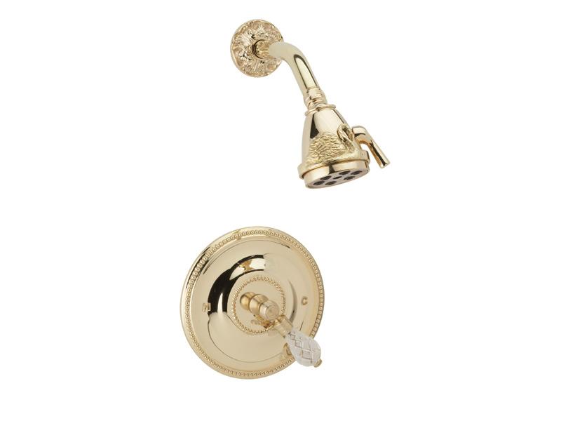 PHYLRICH PB3183 SWAN WALL MOUNT PRESSURE BALANCE SHOWER SET WITH CUT CRYSTAL LEVER HANDLE