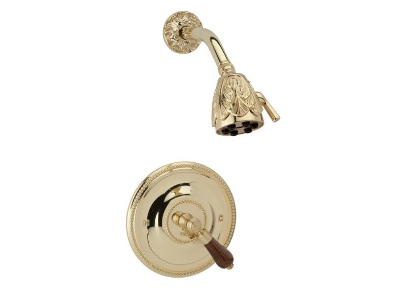 PHYLRICH PB3241 VERSAILLES WALL MOUNT PRESSURE BALANCE SHOWER SET WITH MONTAIONE BROWN ONYX LEVER HANDLE