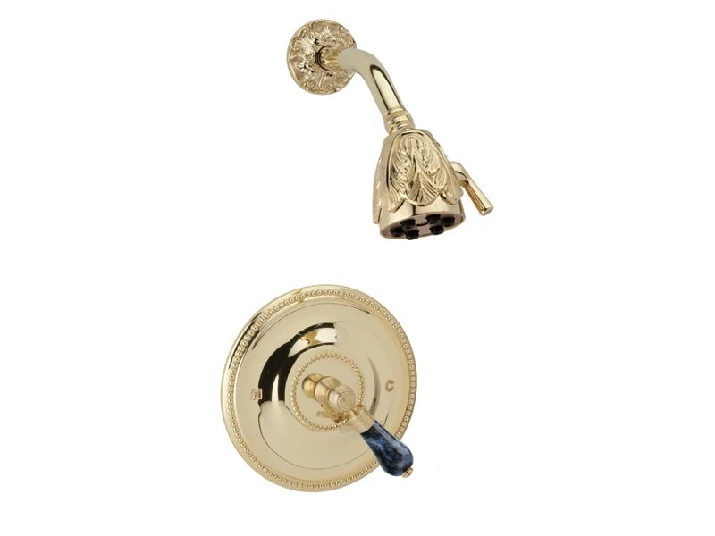 PHYLRICH PB3242 VERSAILLES WALL MOUNT PRESSURE BALANCE SHOWER SET WITH BLEU SODALITE LEVER HANDLE