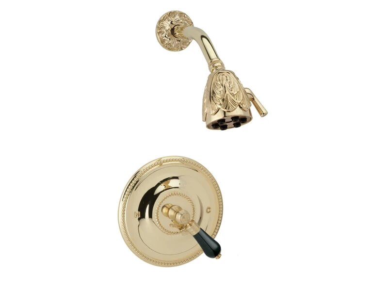 PHYLRICH PB3244 VERSAILLES WALL MOUNT PRESSURE BALANCE SHOWER SET WITH FRIENZE BLACK ONYX LEVER HANDLE