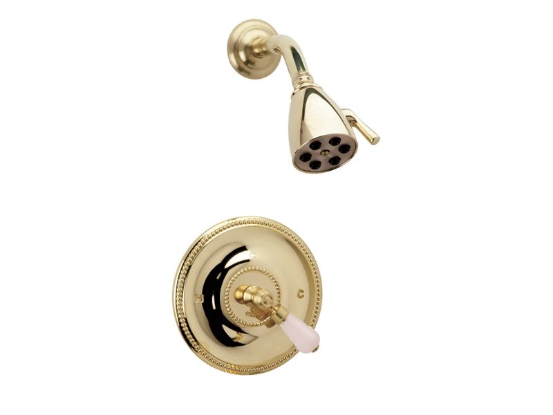 PHYLRICH PB3273 REGENT WALL MOUNT PRESSURE BALANCE SHOWER SET WITH PINK ONYX LEVER HANDLE