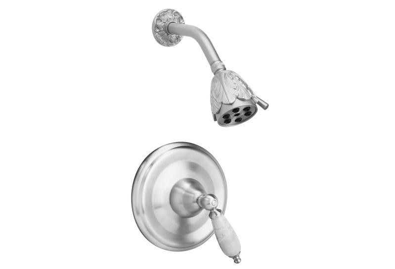 PHYLRICH PB3338B VALENCIA WALL MOUNT PRESSURE BALANCE SHOWER SET WITH WHITE MARBLE LEVER HANDLE