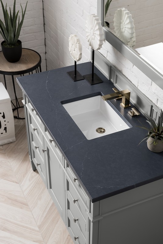JAMES MARTIN 650-V48-UGR-3CSP BRITTANY 48 INCH URBAN GRAY SINGLE VANITY WITH 3 CM CHARCOAL SOAPSTONE QUARTZ TOP WITH SINK