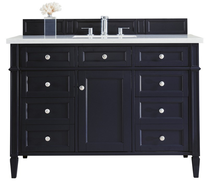 JAMES MARTIN 650-V48-VBL-3AF BRITTANY 48 INCH VICTORY BLUE SINGLE VANITY WITH 3 CM ARCTIC FALL SOLID SURFACE TOP