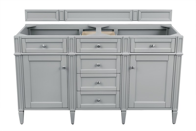 JAMES MARTIN 650-V60D-UGR-3GEX BRITTANY 60 INCH URBAN GRAY DOUBLE VANITY WITH 3 CM GREY EXPO QUARTZ TOP WITH SINK