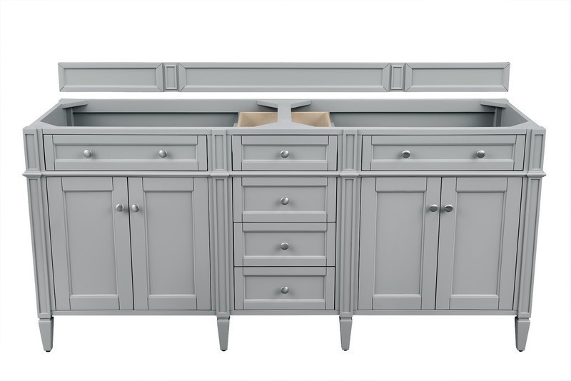JAMES MARTIN 650-V72-UGR-3GEX BRITTANY 72 INCH URBAN GRAY DOUBLE VANITY WITH 3 CM GREY EXPO QUARTZ TOP WITH SINK