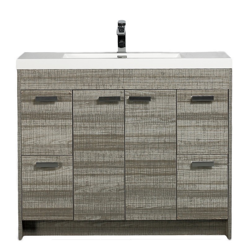 EVIVA EVVN1200-8-48ASH LUGANO 48 INCH MODERN BATHROOM VANITY IN ASH WITH WHITE INTEGRATED ACRYLIC SINK