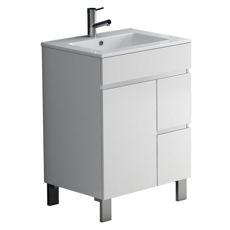 EVIVA EVVN524-24WH LINK 24 INCH MODERN BATHROOM VANITY IN WHITE WITH WHITE INTEGRATED PORCELAIN SINK