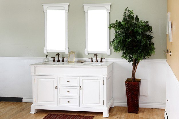 BELLATERRA HOME 205060-D-WH 60 INCH DOUBLE SINK VANITY-WOOD-WHITE