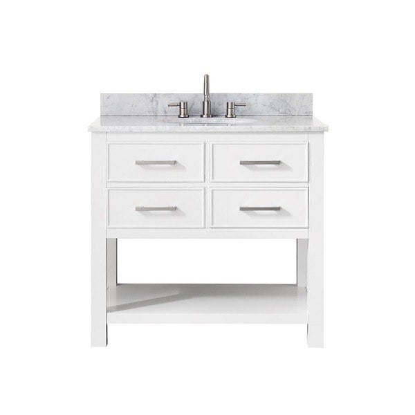 AVANITY BROOKS-VS36-WT-C BROOKS 37 INCH VANITY IN WHITE WITH CARRERA WHITE MARBLE TOP