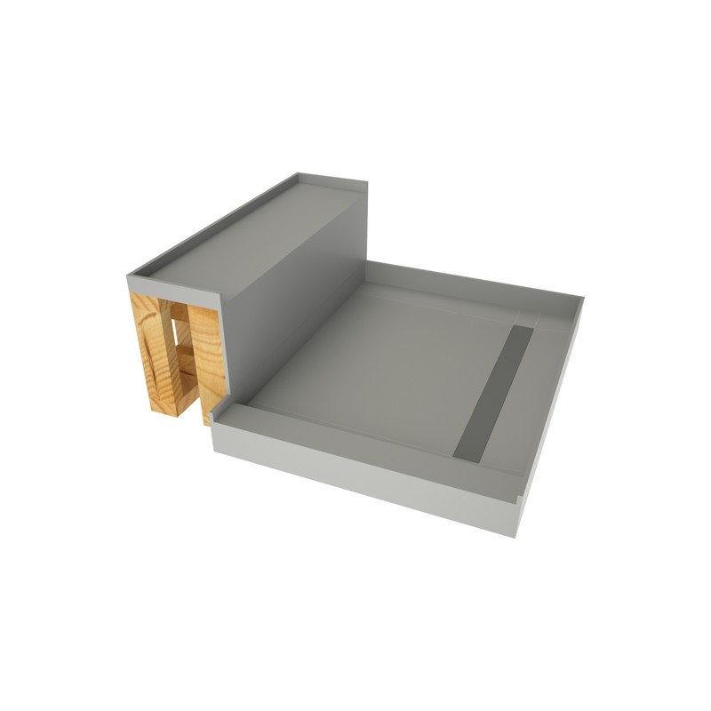 TILE REDI WF4236R-RB42-KIT BASE'N BENCH 42 D X 48 W INCH FULLY INTEGRATED SHOWER PAN KIT WITH RIGHT PVC DRAIN, RIGHT WONDERFALL TRENCH AND BENCH RB4212