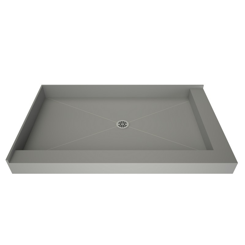 TILE REDI 3760CDR-PVC REDI BASE 37 D X 60 W INCH FULLY INTEGRATED SHOWER PAN WITH CENTER PVC DRAIN WITH RIGHT DUAL CURB