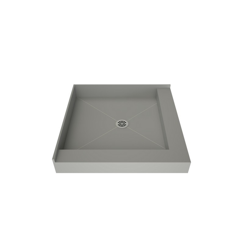 TILE REDI 3636CDR-PVC REDI BASE 36 D X 36 W INCH FULLY INTEGRATED SHOWER PAN WITH CENTER PVC DRAIN WITH RIGHT DUAL CURB