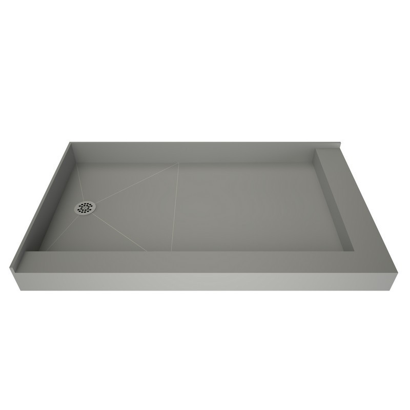 TILE REDI P3048LDR-PVC-13X6-4.5-4.5 REDI BASE 30 D X 48 W INCH FULLY INTEGRATED SHOWER PAN WITH LEFT PVC DRAIN WITH RIGHT DUAL CURB