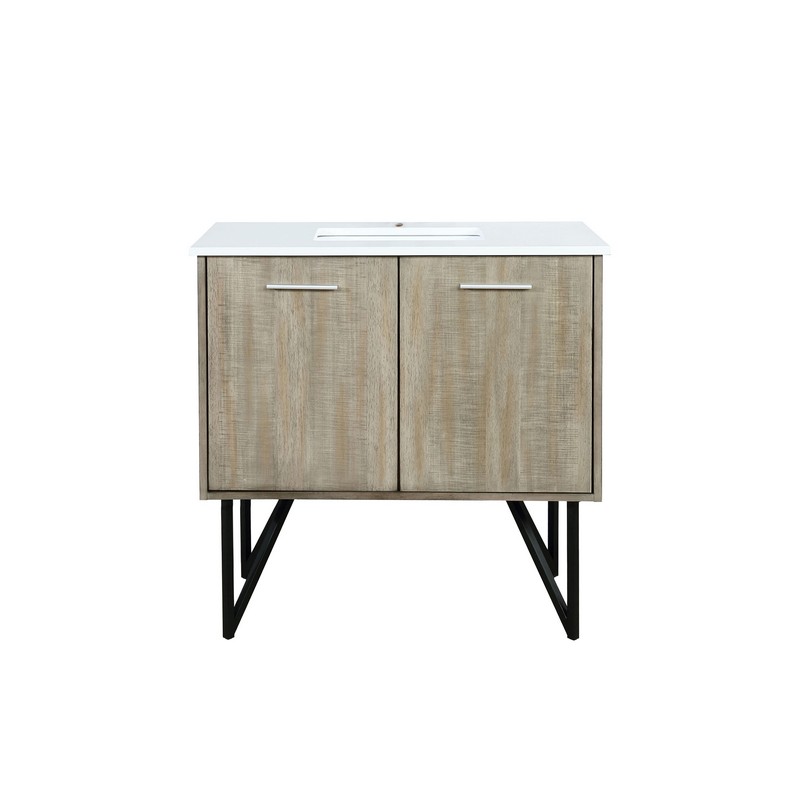 LEXORA LVLY36SRA300 LANCY 36 INCH SINGLE SINK BATH VANITY IN RUSTIC ACACIA WITH CULTURED MARBLE TOP