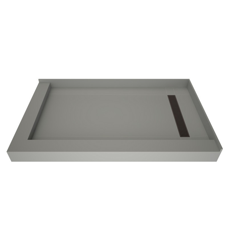 TILE REDI RT3660RDL-PVC REDI TRENCH 36 D X 60 W INCH FULLY INTEGRATED SHOWER PAN WITH RIGHT PVC DRAIN, RIGHT TRENCH WITH DESIGNER GRATE AND LEFT DUAL CURB