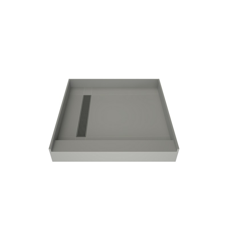 TILE REDI RT4242L-PVC-SQ REDI TRENCH 42 D X 42 W INCH FULLY INTEGRATED SHOWER PAN WITH LEFT PVC DRAIN, LEFT TRENCH