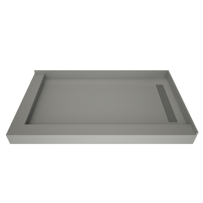TILE REDI WF3248RDL-PVC-2.5 WONDERFALL TRENCH 32 D X 48 W INCH FULLY INTEGRATED SHOWER PAN WITH RIGHT PVC DRAIN, RIGHT WONDERFALL TRENCH WITH LEFT DUAL CURB