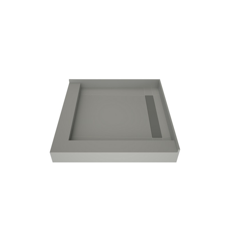 TILE REDI WF3636RDL-PVC WONDERFALL TRENCH 36 D X 36 W INCH FULLY INTEGRATED SHOWER PAN WITH RIGHT PVC DRAIN, RIGHT WONDERFALL TRENCH WITH LEFT DUAL CURB