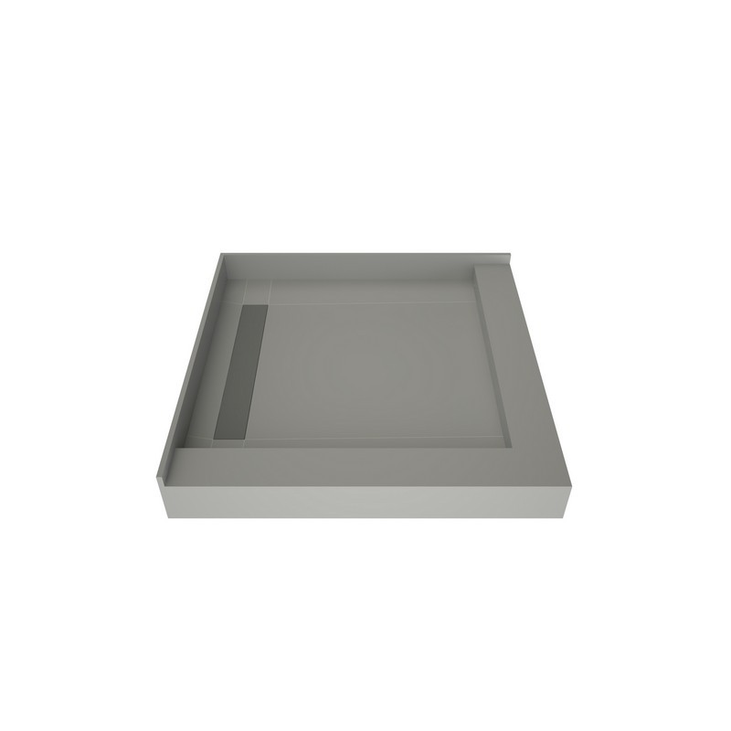 TILE REDI WF4848LDR-PVC WONDERFALL TRENCH 48 D X 48 W INCH FULLY INTEGRATED SHOWER PAN WITH LEFT PVC DRAIN, LEFT WONDERFALL TRENCH WITH RIGHT DUAL CURB