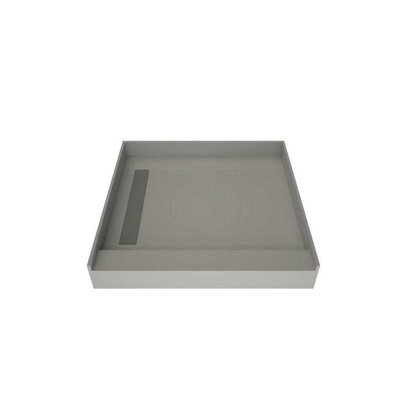 TILE REDI WF4848L-PVC WONDERFALL TRENCH 48 D X 48 W INCH FULLY INTEGRATED SHOWER PAN WITH LEFT PVC DRAIN, LEFT WONDERFALL TRENCH