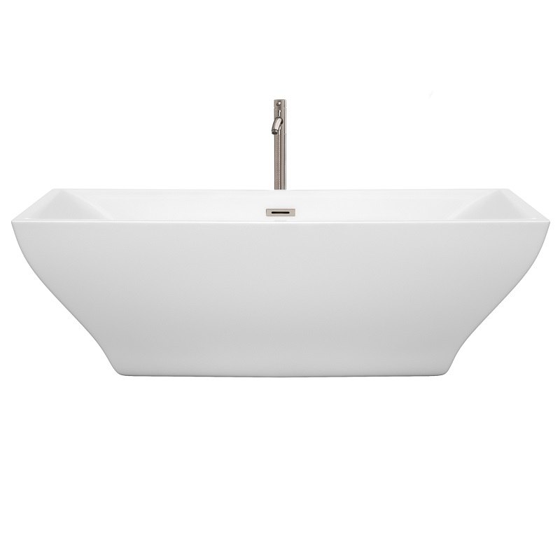 WYNDHAM COLLECTION WCBTK151871ATP11 MARYAM 71 INCH SOAKING BATHTUB IN WHITE WITHTRIM AND FLOOR MOUNTED FAUCET