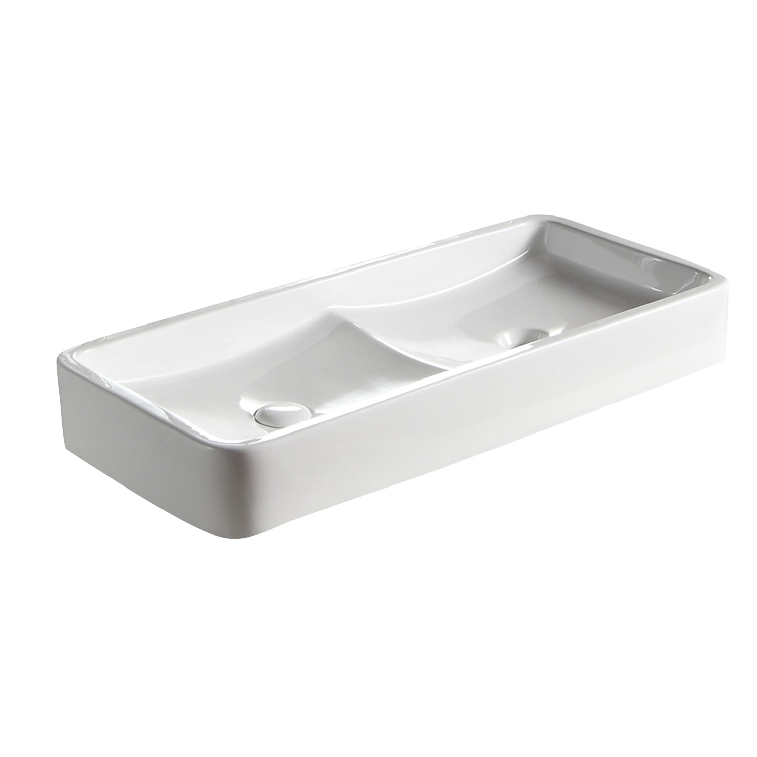 BARCLAY 4-8100WH ROSALIE 31 1/2 INCH DOUBLE BASIN ABOVE COUNTER BATHROOM SINK - WHITE