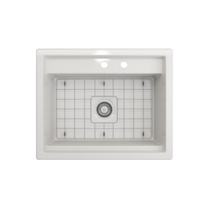 BOCCHI 1633-0132 BAVENO 27 INCH DUAL-MOUNT SINGLE BOWL INTEGRATED WORKSTATION FIRECLAY KITCHEN SINK WITH ACCESSORIES