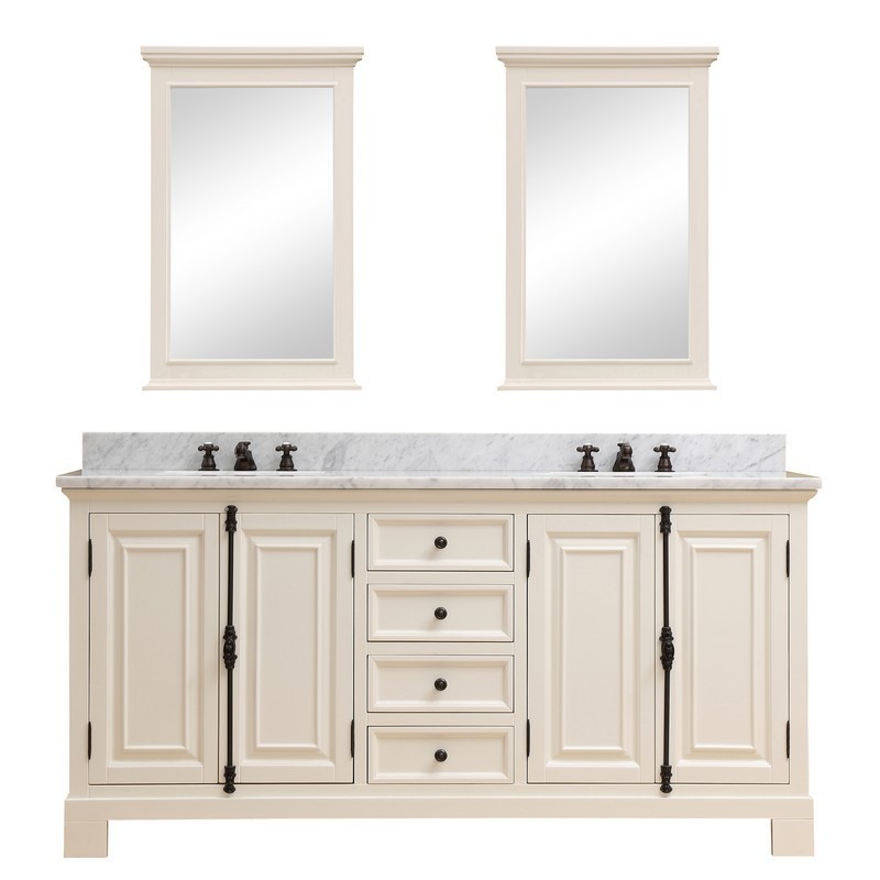 Water Creation Greenwich60awcf Greenwich 60 Inch Antique White Double Sink Bathroom Vanity With 2 Matching Framed - 2 Sinks Bathroom Vanity
