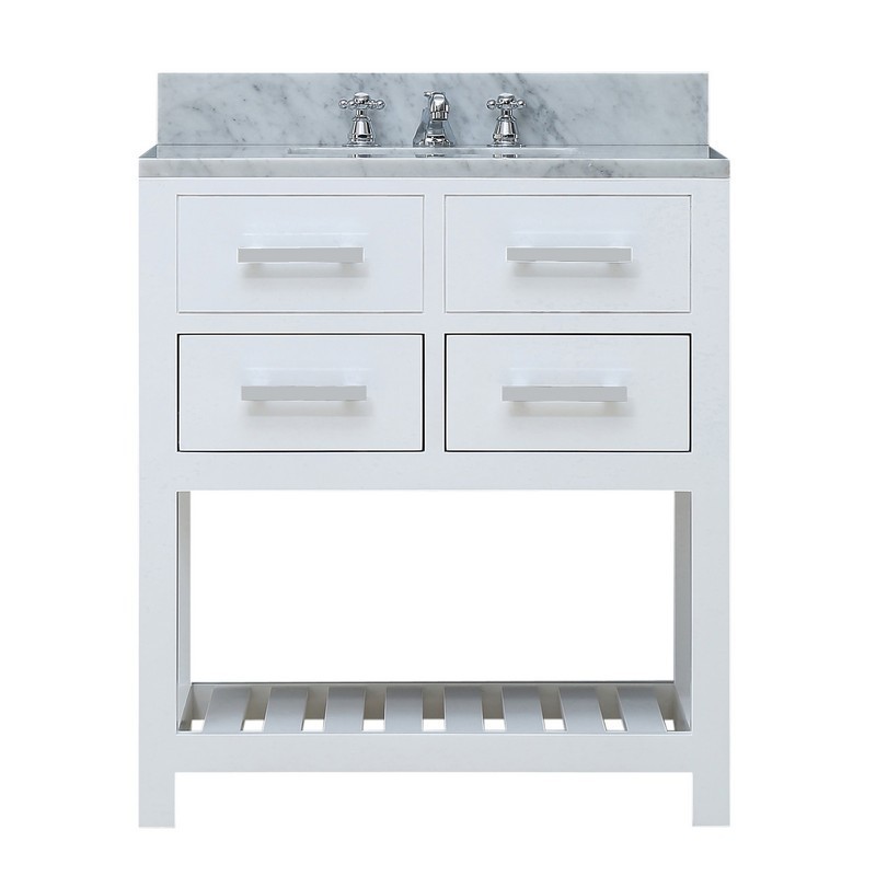WATER-CREATION MA30CW01PW-000BX0901 MADALYN 30 INCH PURE WHITE SINGLE SINK BATHROOM VANITY WITH FAUCET