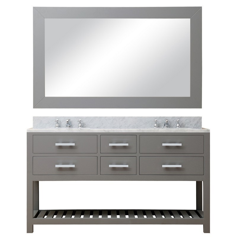 WATER-CREATION MA60CW01CG-R60000000 MADALYN 60 INCH CASHMERE GREY DOUBLE SINK BATHROOM VANITY WITH MATCHING FRAMED MIRROR
