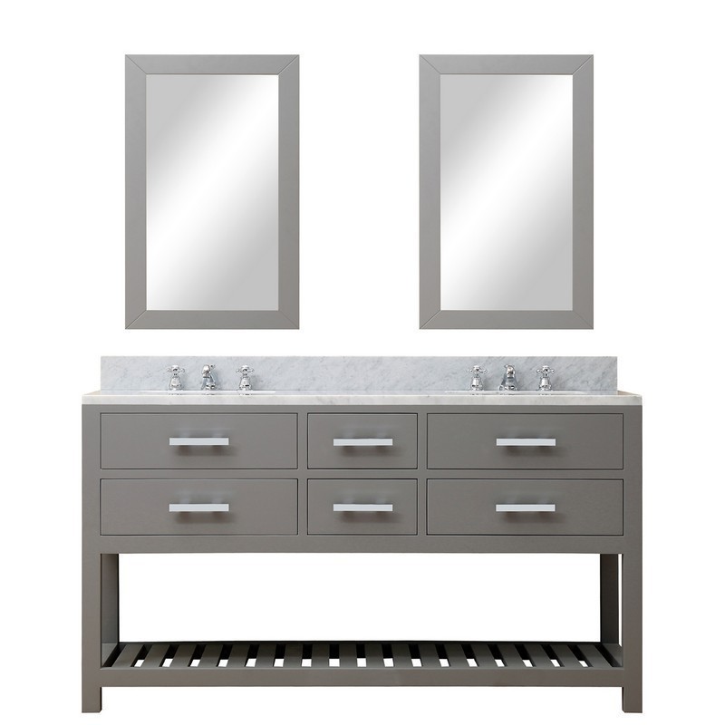 WATER-CREATION MA60CW01CG-R21000000 MADALYN 60 INCH CASHMERE GREY DOUBLE SINK BATHROOM VANITY WITH 2 MATCHING FRAMED MIRRORS