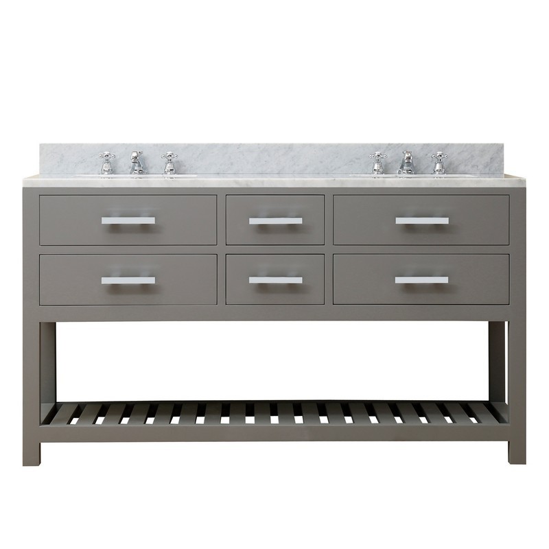 WATER-CREATION MA60CW01CG-000BX0901 MADALYN 60 INCH CASHMERE GREY DOUBLE SINK BATHROOM VANITY WITH FAUCET