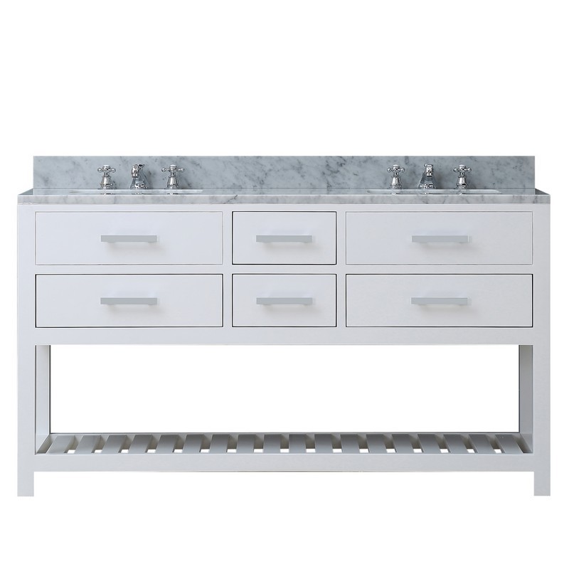 WATER-CREATION MA60CW01PW-000000000 MADALYN 60 INCH PURE WHITE DOUBLE SINK BATHROOM VANITY