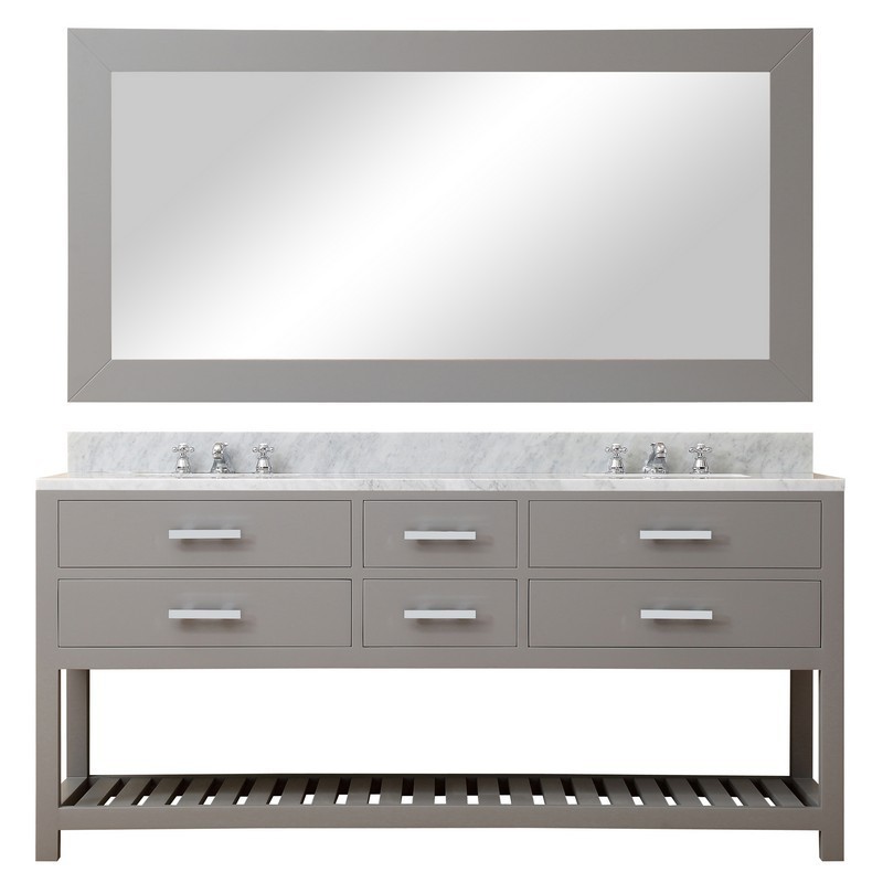 WATER-CREATION MA72CW01CG-R72000000 MADALYN 72 INCH CASHMERE GREY DOUBLE SINK BATHROOM VANITY WITH MATCHING LARGE FRAMED MIRROR