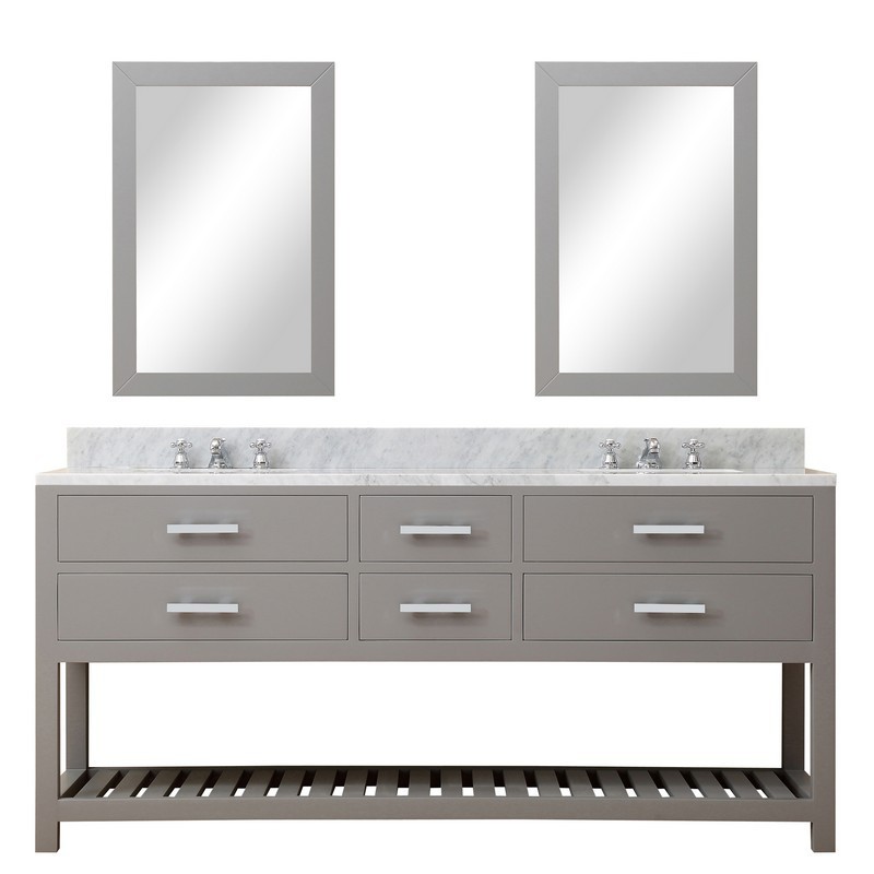 WATER-CREATION MA72CW01CG-R24000000 MADALYN 72 INCH CASHMERE GREY DOUBLE SINK BATHROOM VANITY WITH 2 MATCHING FRAMED MIRRORS