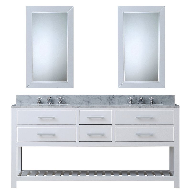 WATER-CREATION MA72CW01PW-R24000000 MADALYN 72 INCH PURE WHITE DOUBLE SINK BATHROOM VANITY WITH 2 MATCHING FRAMED MIRRORS