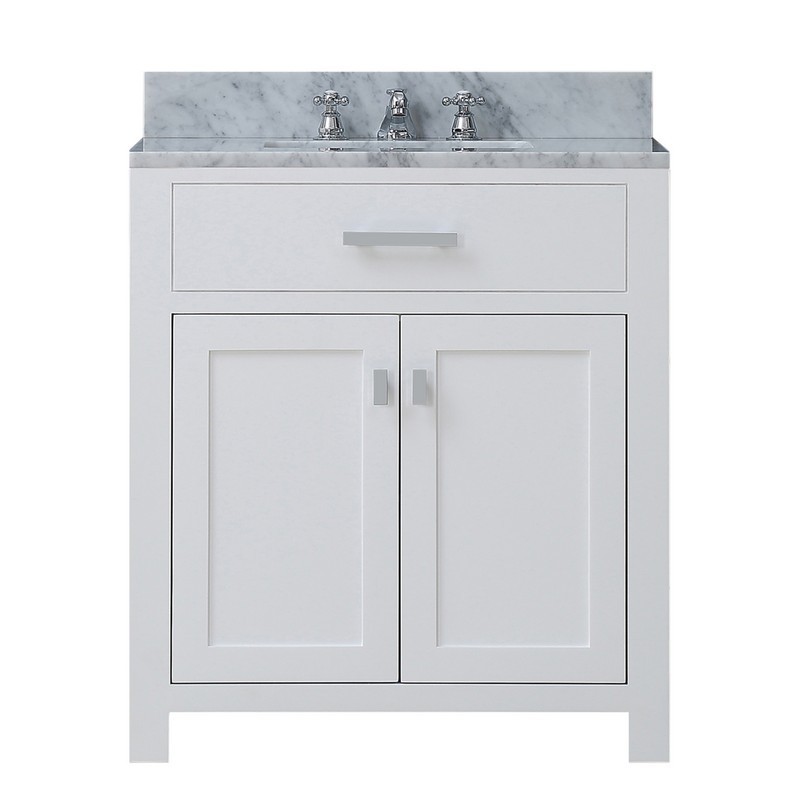 WATER-CREATION MS30CW01PW-000000000 MADISON 30 INCH PURE WHITE SINGLE SINK BATHROOM VANITY