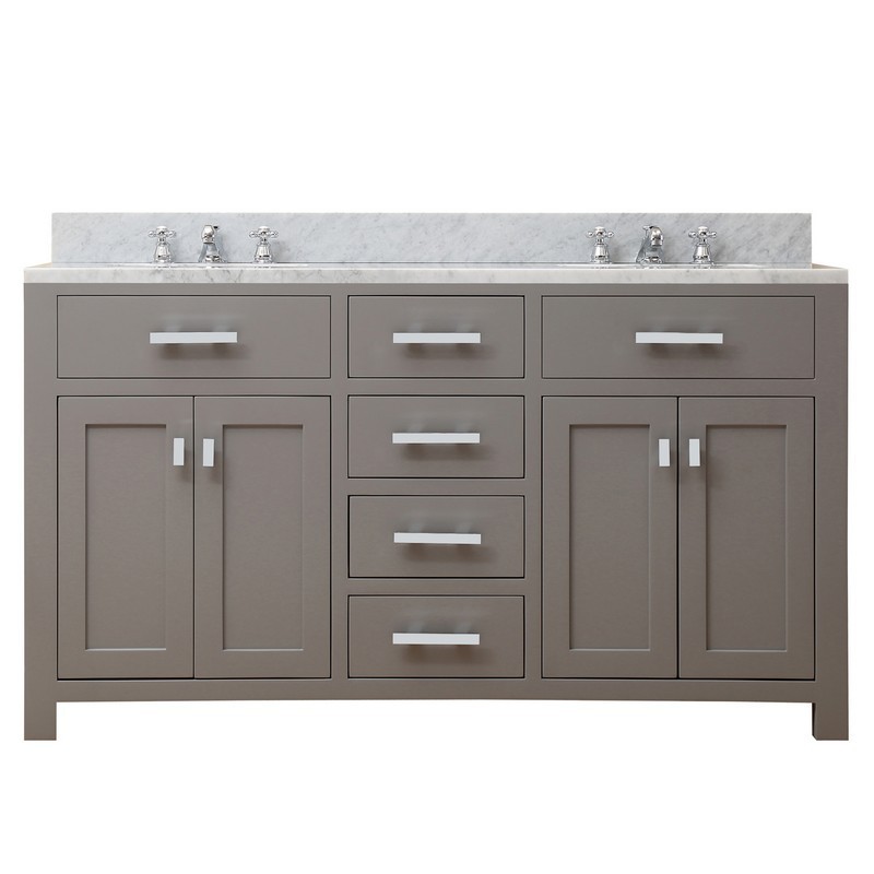 WATER-CREATION MS60CW01CG-000000000 MADISON 60 INCH CASHMERE GREY DOUBLE SINK BATHROOM VANITY