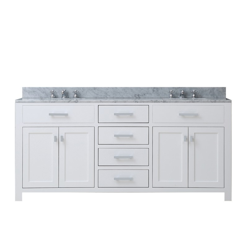WATER-CREATION MS60CW01PW-000BX0901 MADISON 60 INCH PURE WHITE DOUBLE SINK BATHROOM VANITY WITH FAUCET