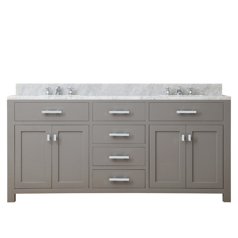 WATER-CREATION MS72CW01CG-000BX0901 MADISON 72 INCH CASHMERE GREY DOUBLE SINK BATHROOM VANITY WITH FAUCET