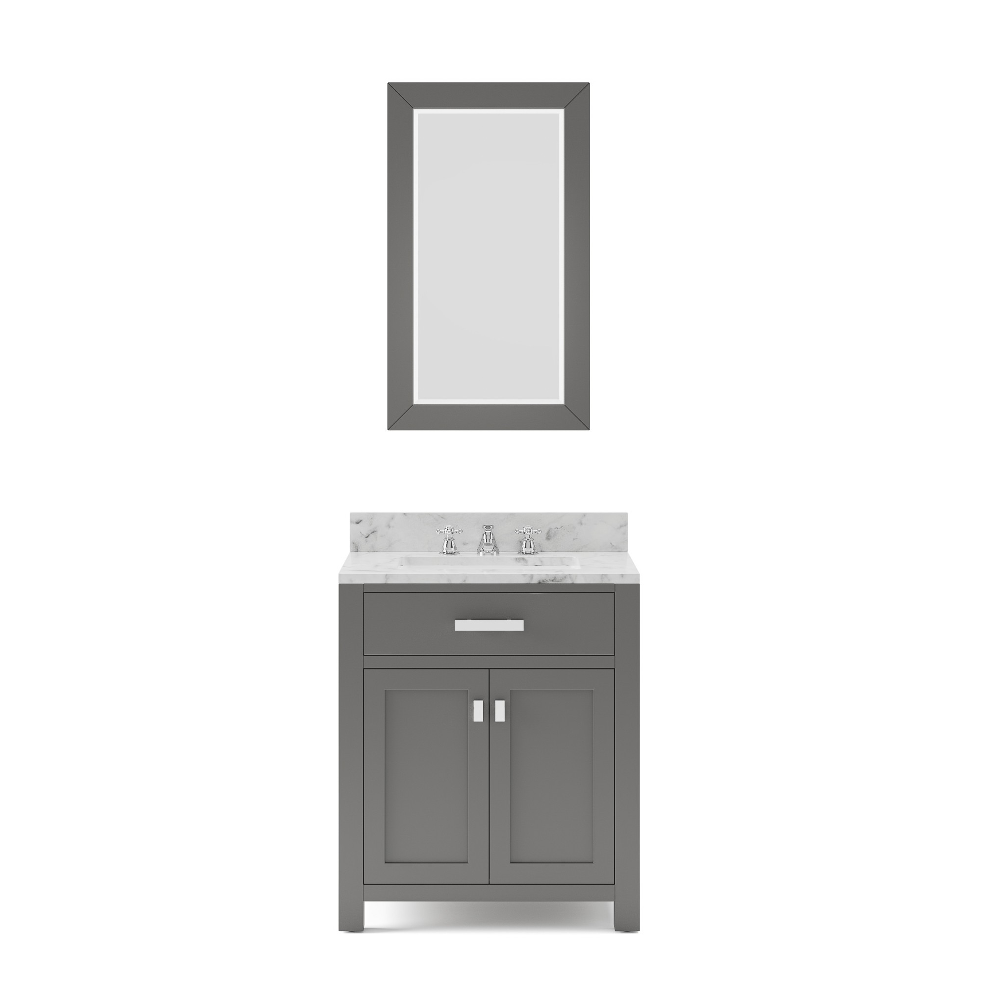 WATER-CREATION MS30CW01CG-R24BX0901 MADISON 30 INCH CASHMERE GREY SINGLE SINK BATHROOM VANITY WITH MATCHING FRAMED MIRROR AND FAUCET
