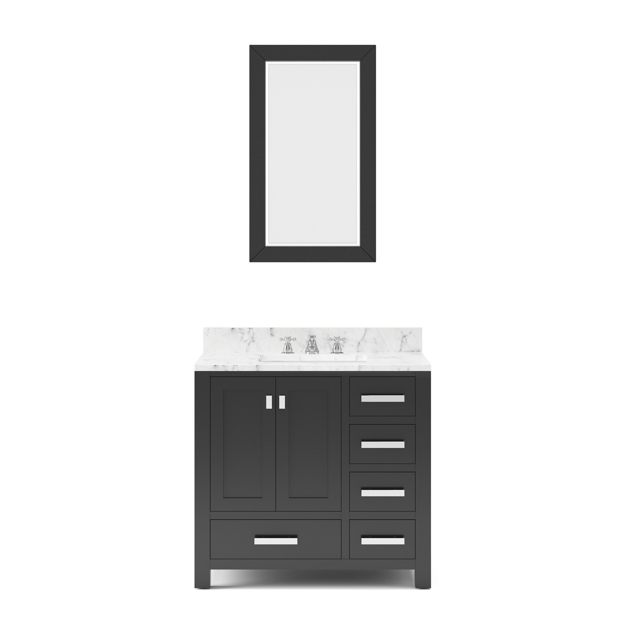 WATER-CREATION MS36CW01ES-R24BX0901 MADISON 36 DARK ESPRESSO SINGLE SINK BATHROOM VANITY WITH MATCHING MIRROR AND FAUCET