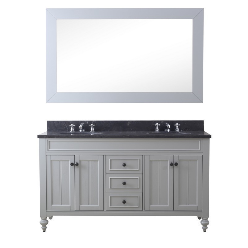 WATER-CREATION PO60BL03EG-R60000000 POTENZA 60 INCH EARL GREY DOUBLE SINK BATHROOM VANITY WITH MATCHING FRAMED MIRROR