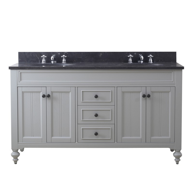 WATER-CREATION PO60BL03EG-000BX0901 POTENZA 60 INCH EARL GREY DOUBLE SINK BATHROOM VANITY WITH FAUCETS