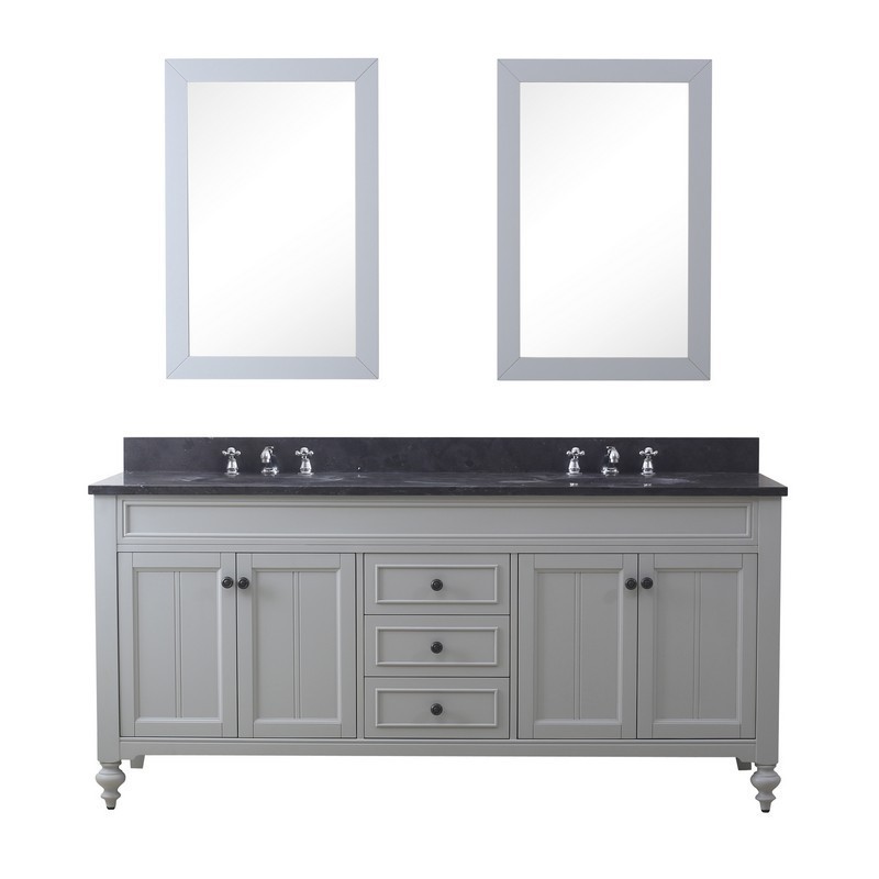 WATER-CREATION PO72BL03EG-R24000000 POTENZA 72 INCH EARL GREY DOUBLE SINK BATHROOM VANITY WITH 2 MATCHING FRAMED MIRRORS