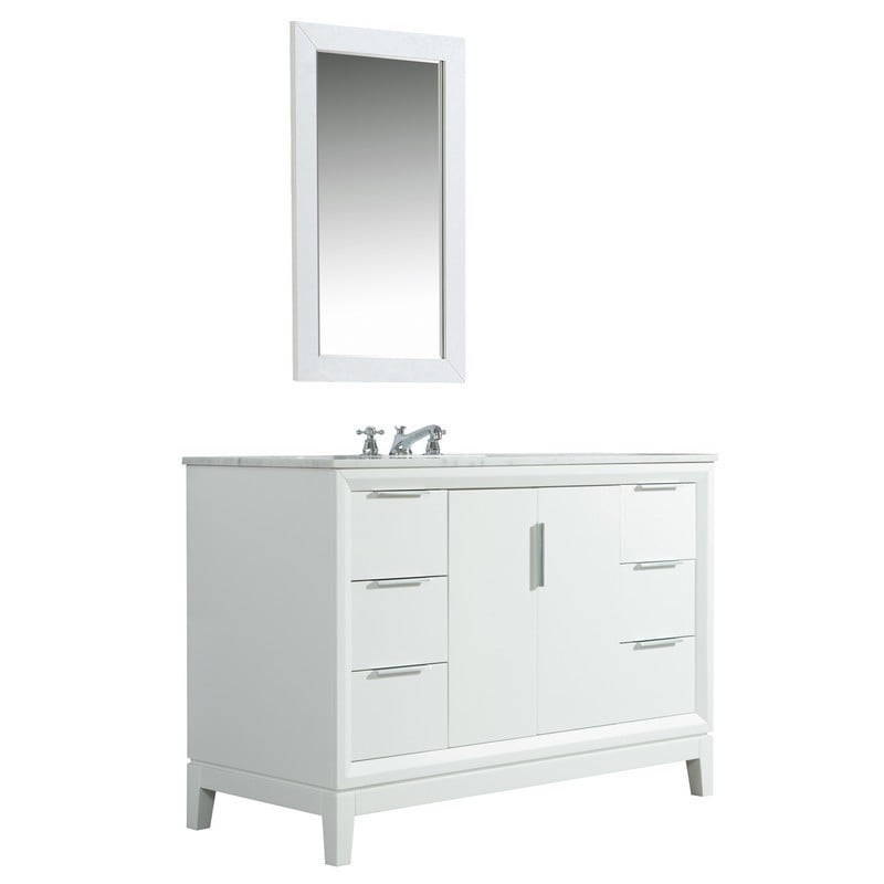 WATER-CREATION EL48CW01PW-000000000 ELIZABETH 48 INCH SINGLE SINK CARRARA WHITE MARBLE VANITY IN PURE WHITE