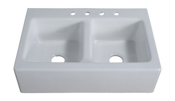 empire industries ci33dw 33 inch farmhouse cast iron 50 50 double bowl kitchen sink in white