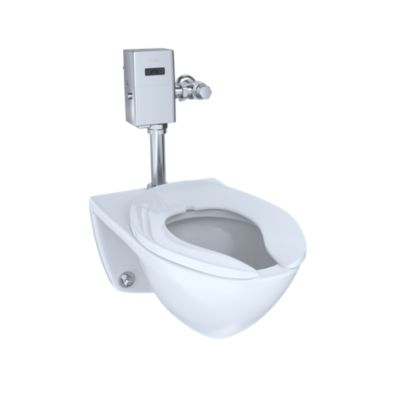 TOTO CT708U#01 ELONGATED 1.0 GPF WALL-MOUNTED FLUSHOMETER TOILET BOWL WITH TOP SPUD IN COTTON WHITE