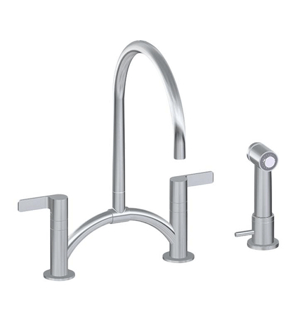 GRAFF G-4895-LM46B TERRA CONTEMPORARY BRIDGE KITCHEN FAUCET WITH INDEPENDENT SIDE SPRAY